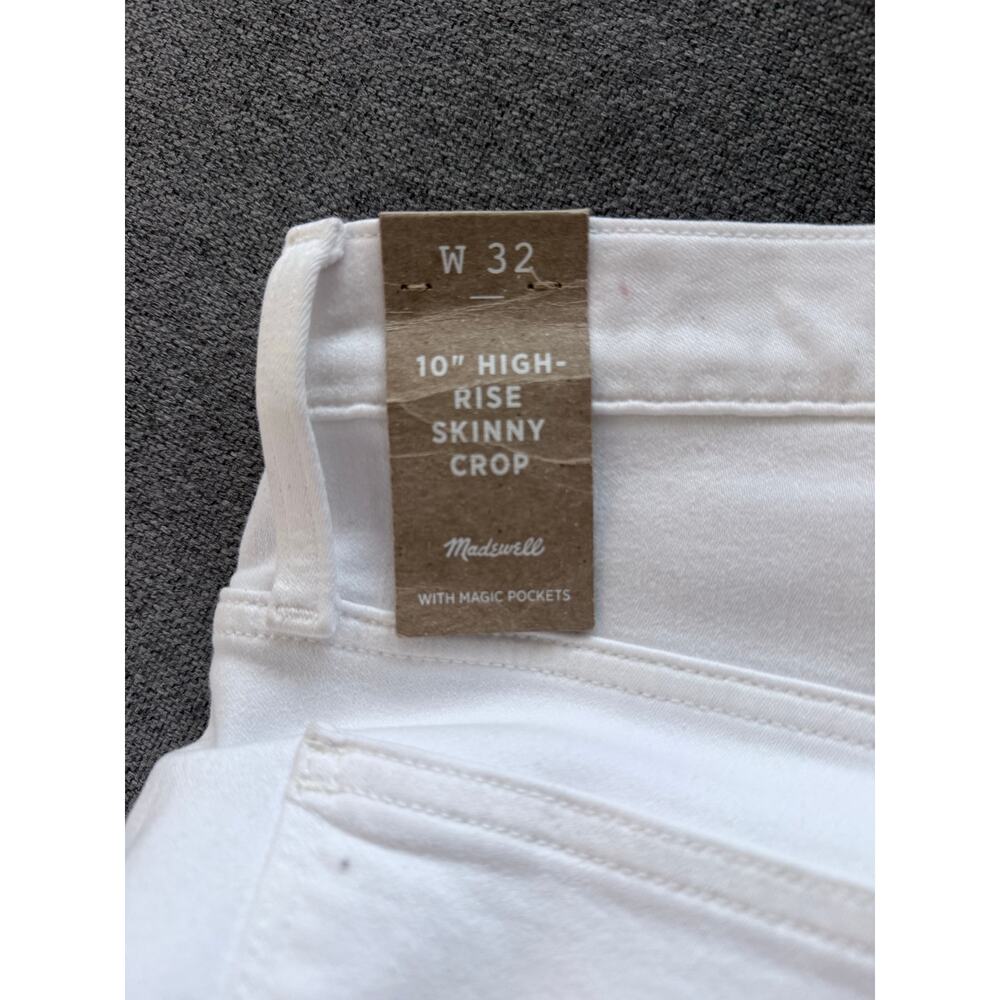 MADEWELL new 10" high rise skinny crop button front pure white denim jeans - Picture 7 of 10